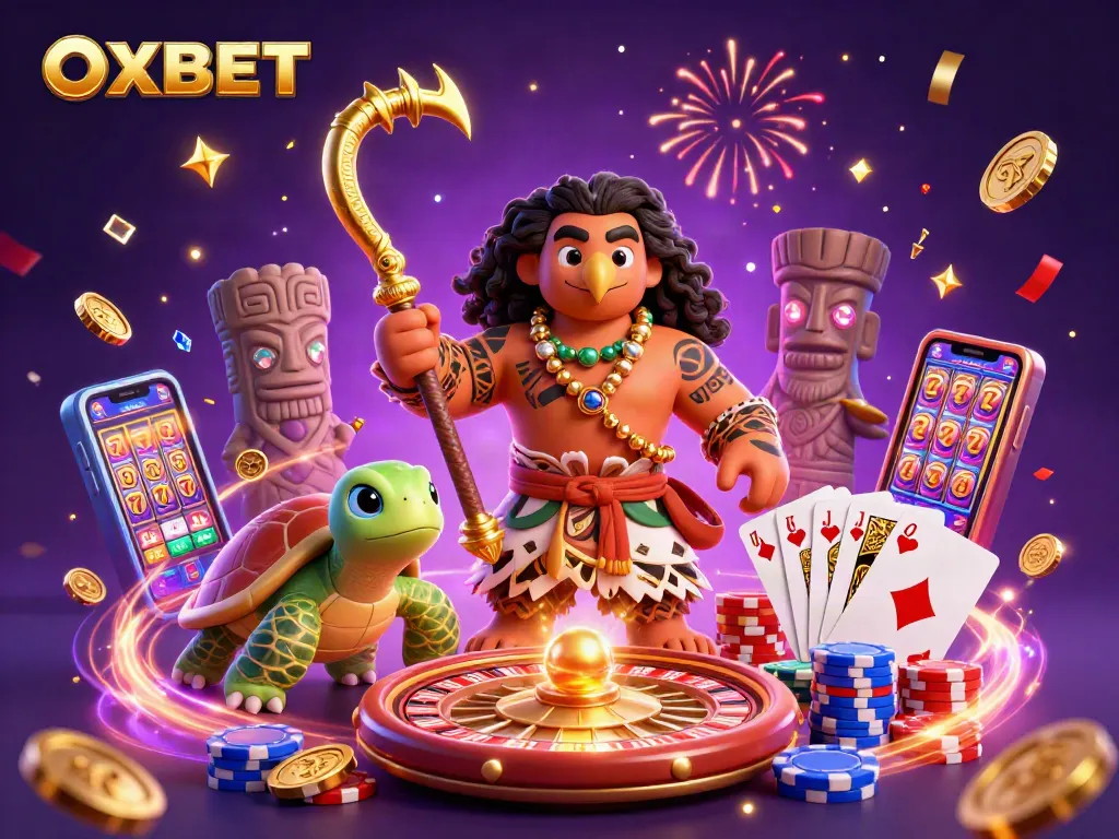 Experience the excitement of OXBET's casino games with vibrant characters and dazzling visuals.