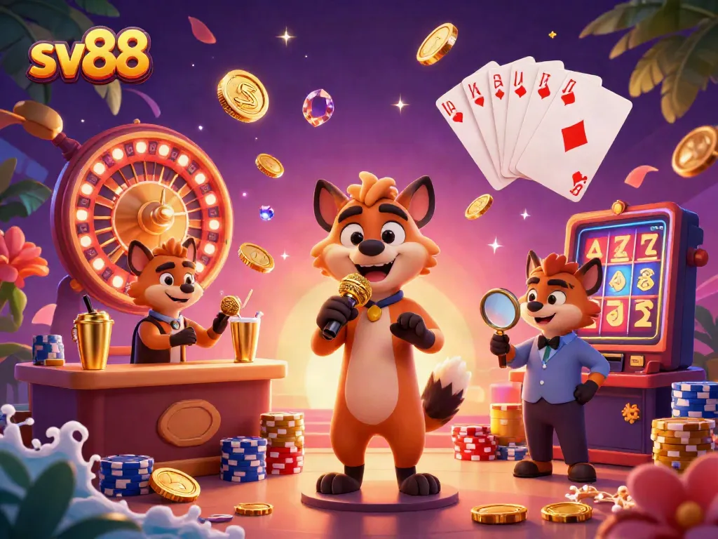 Watch sv88 hyenas entertain guests in a lively casino filled with glittering coins and exciting games.